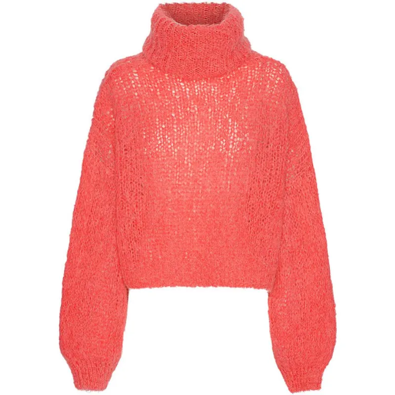 Pepper Roll Neck Cropped - Coral Red made by Americandreams