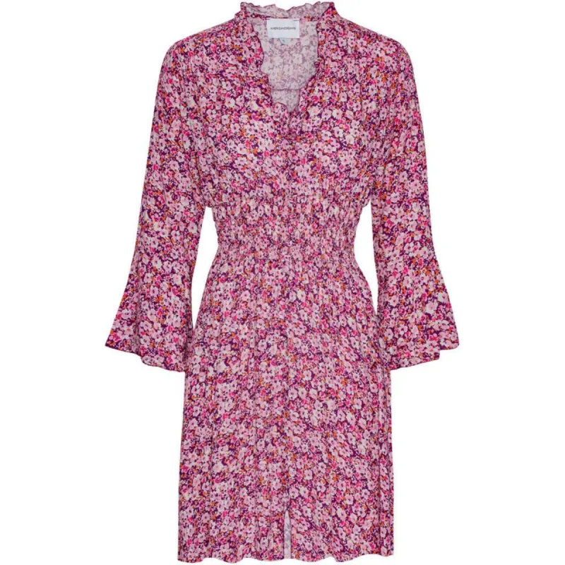 Sally Short Dress - Lilac Bordeaux Big Flower sold by American Dream