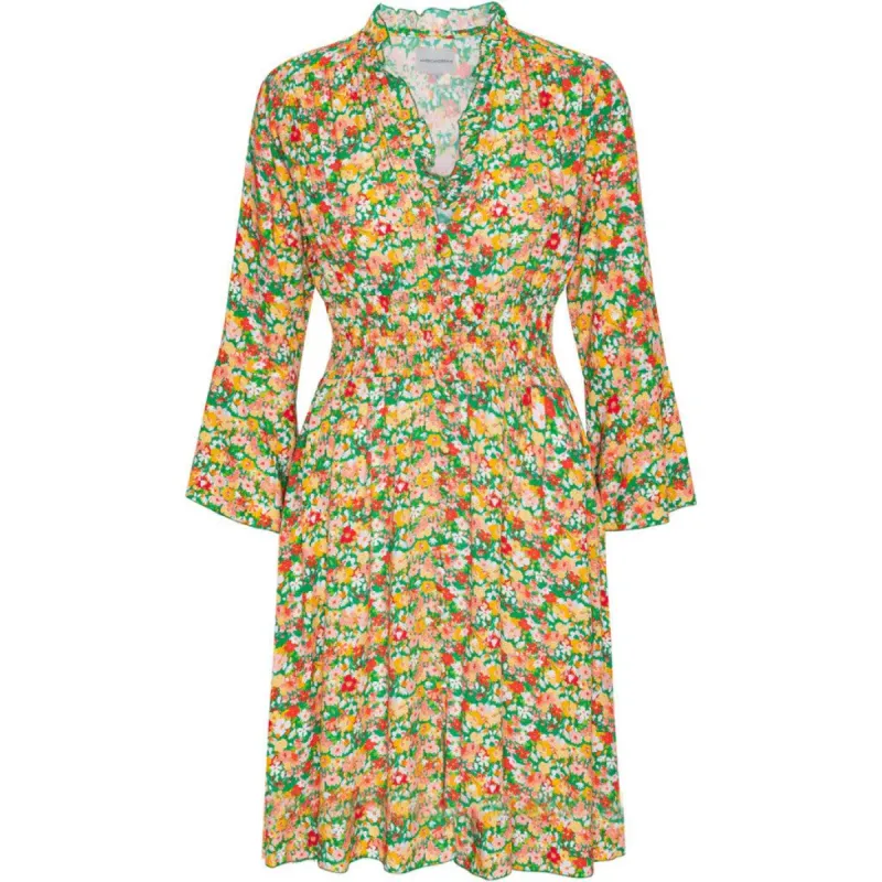 Sally Short Dress - Green Big Multi Flower sold by American Dream