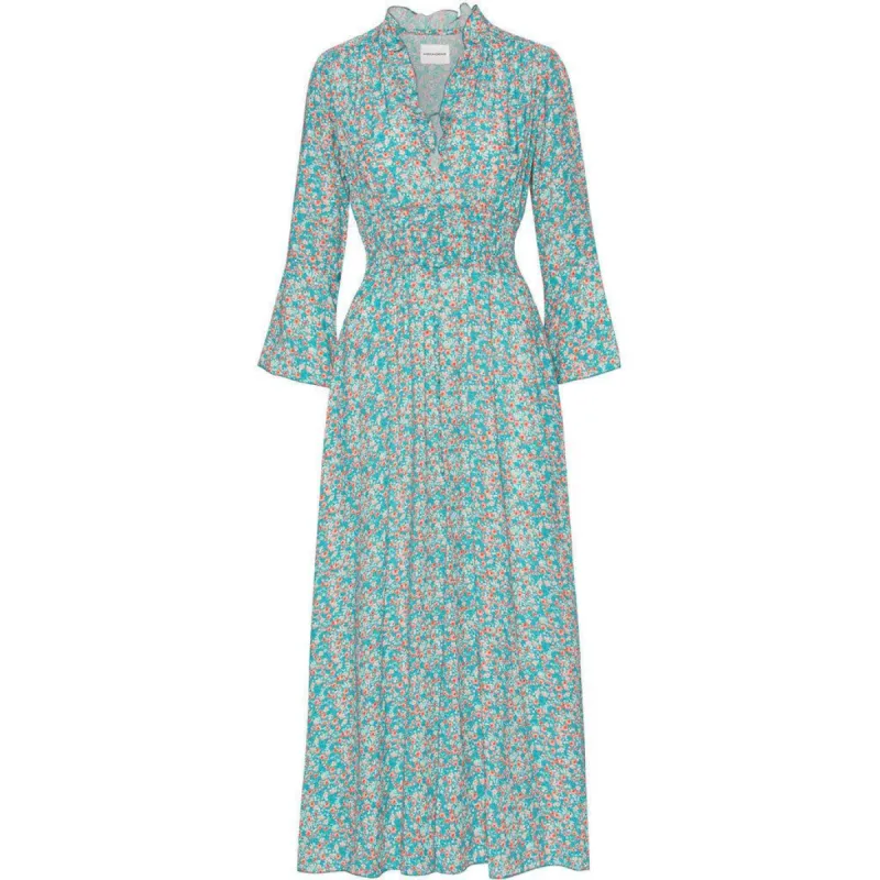 Sally Long Dress - Turquoise Multiflower sold by American Dream