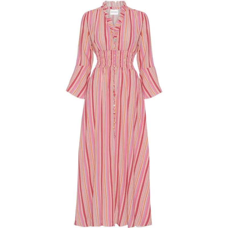 Sally Long Dress - Multi Striped Pink sold by American Dream