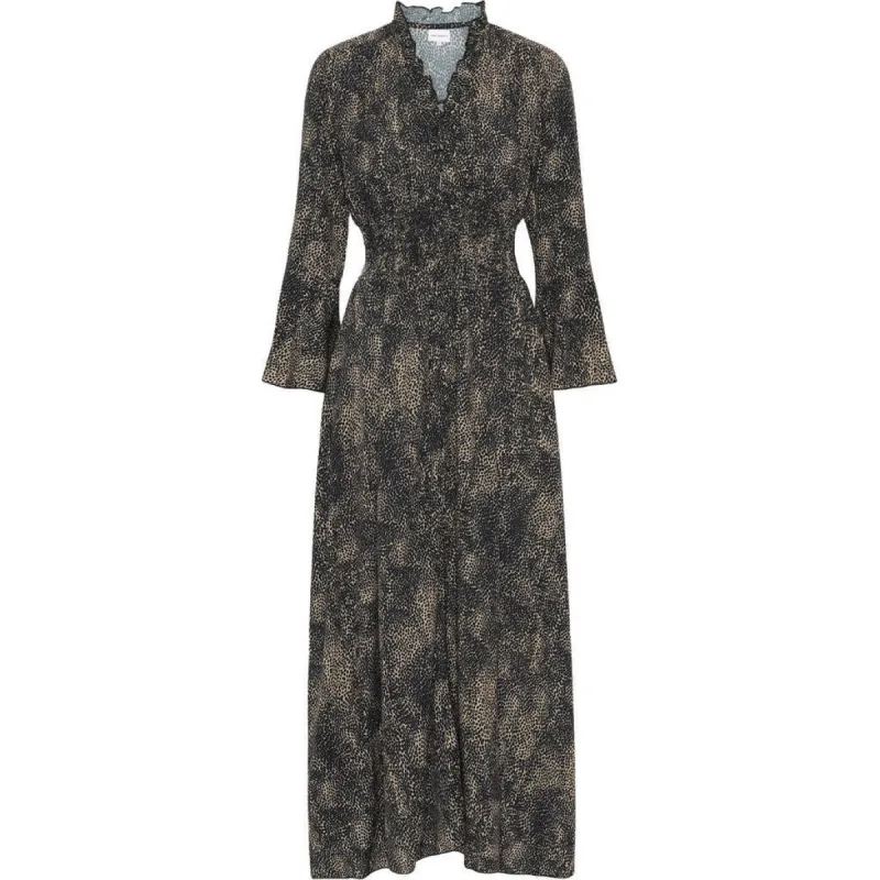 Sally Long Dress - Black / Brown Dot sold by American Dream