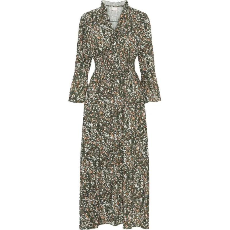 Sally Long Dress - Army Green Flower sold by American Dream