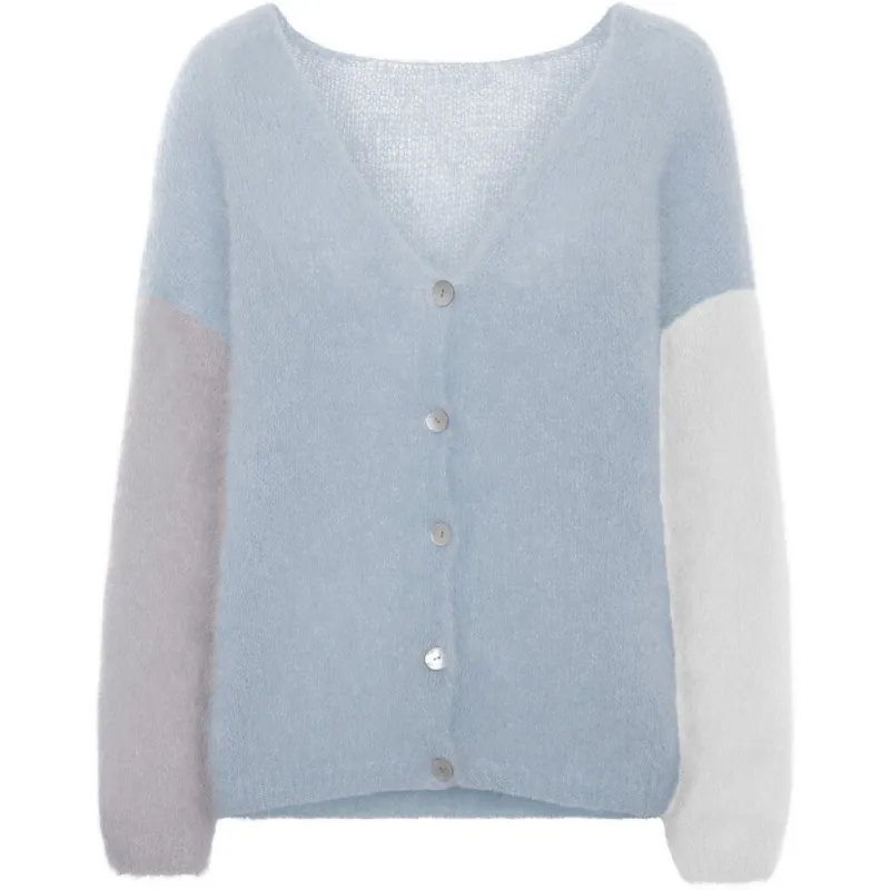 Cornelia LS Cardigan - Tri-Coloured Blue sold by American Dream