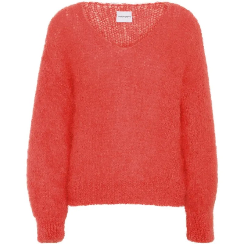 Milana LS Mohair Knit - Coral Red sold by American Dream
