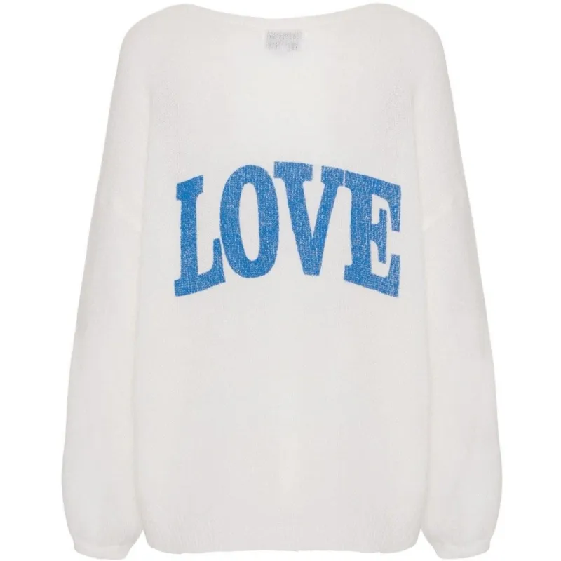 Silja Back Letters - White W/ Sky Blue Letters (LOVE) sold by American Dream