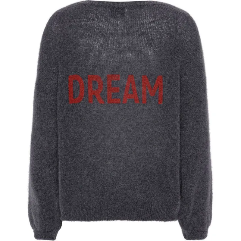 Silja Back Letters - Anthracite Grey W/ Coral Red Letters (DREAM) sold by American Dream