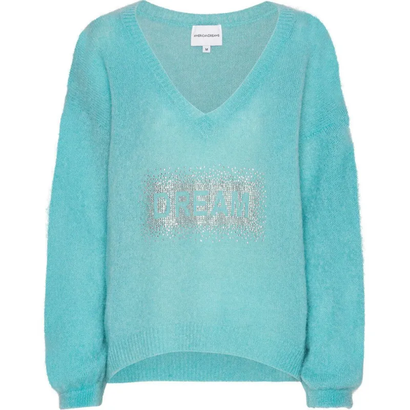 Silja V Neck Crystal Pullover - Seafoam Green sold by American Dream