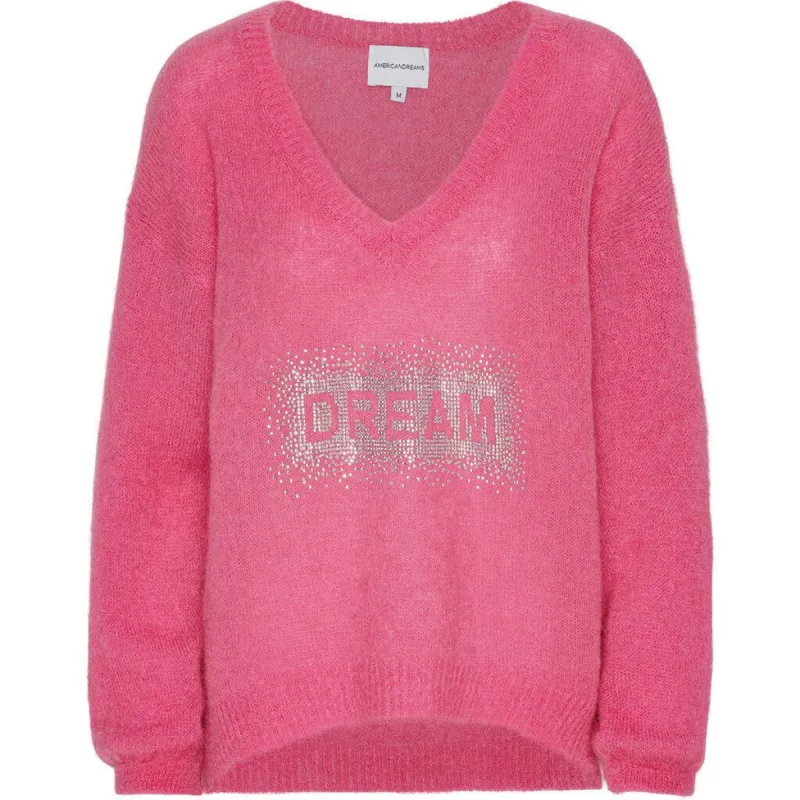 Silja V Neck Crystal Pullover - Pink sold by American Dream