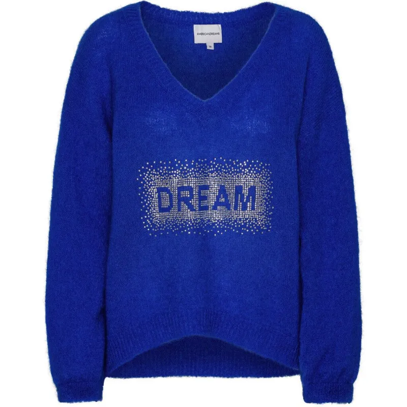 Silja V Neck Crystal Pullover - Electric Blue sold by American Dream