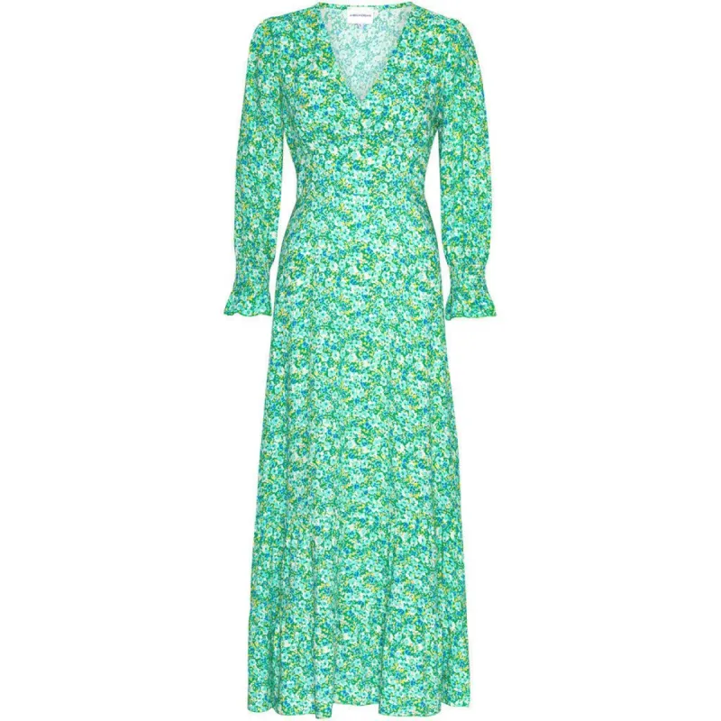 Koko Dress Long Closed Back Long Sleeves - Emerald Green Summer Flower sold by American Dream
