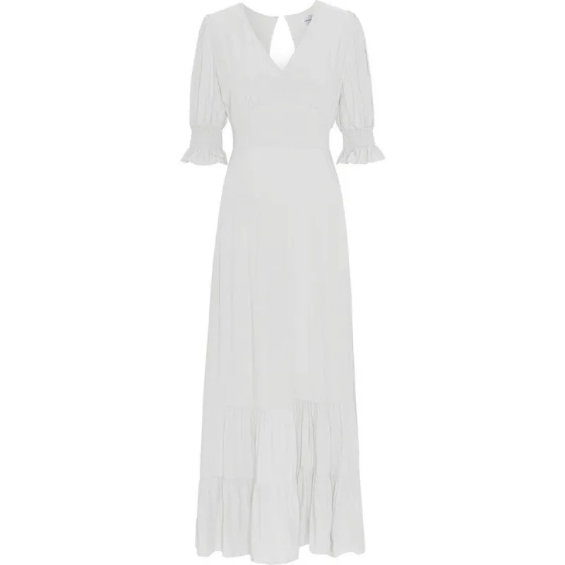 Koko Dress Long Open Back Short Sleeves - White sold by American Dream