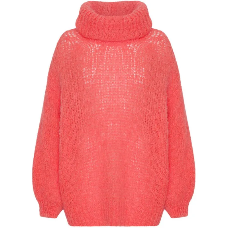 Pepper Roll Neck Alpaca Pullover - Coral Red made by Americandreams