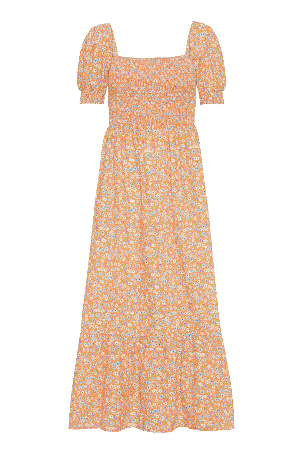 Jade Cotton Long Dress Orange Flower - Sample sold by Americandreams