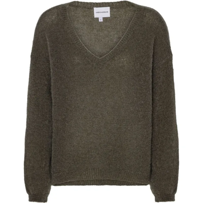 Silja V Neck Knit - Dark Taupe sold by American Dream