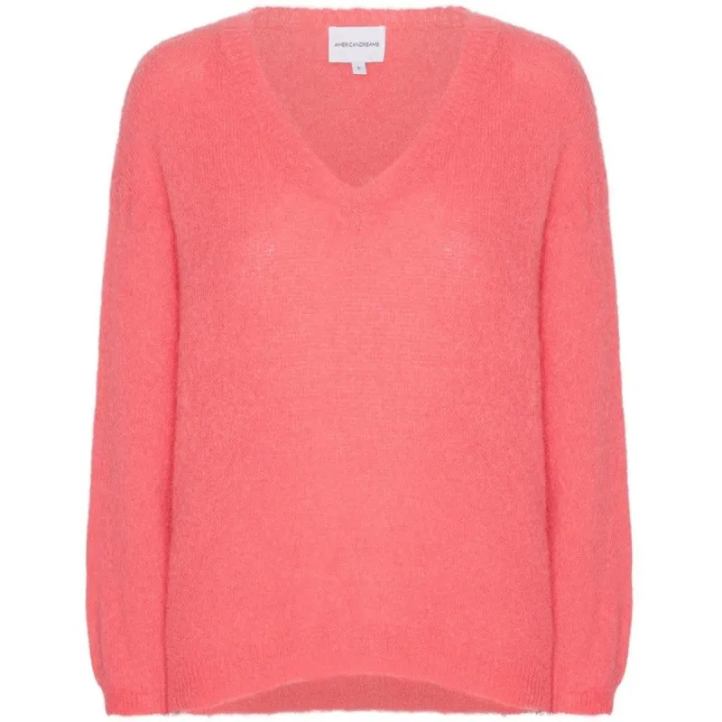 Silja V Neck Knit - Coral Red sold by American Dream