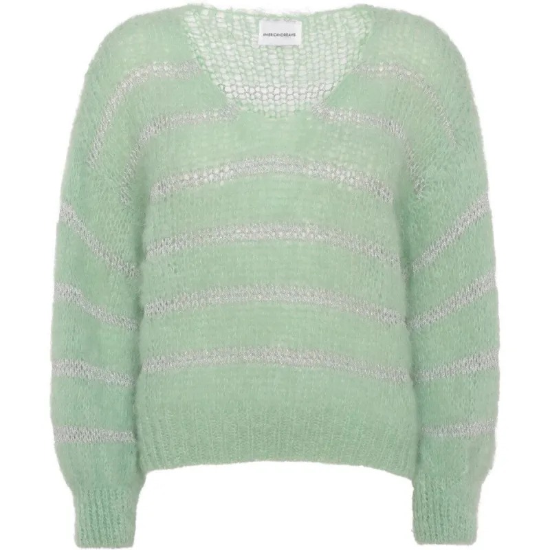 Katie LS Knit - Light Green/Silver sold by American Dream