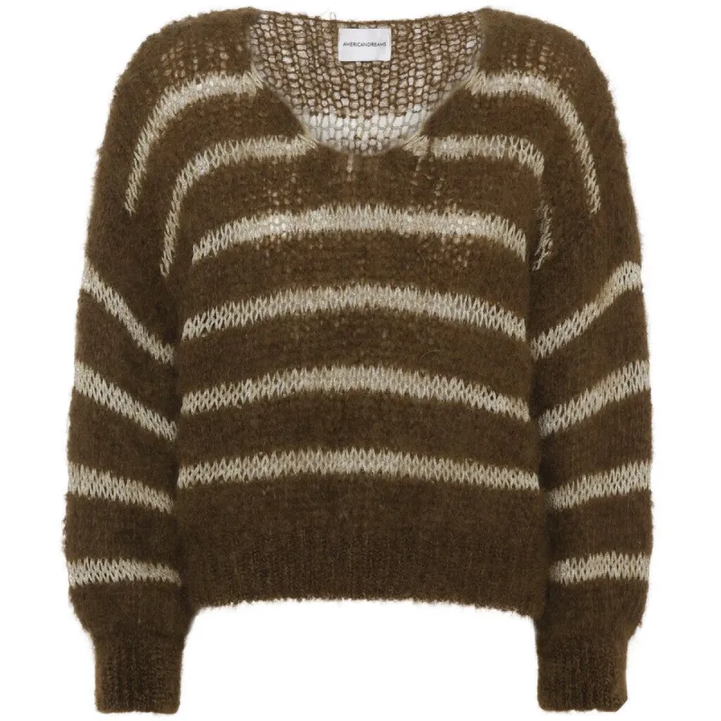 Katie LS Knit - Dark Brown W/Gold made by Americandreams