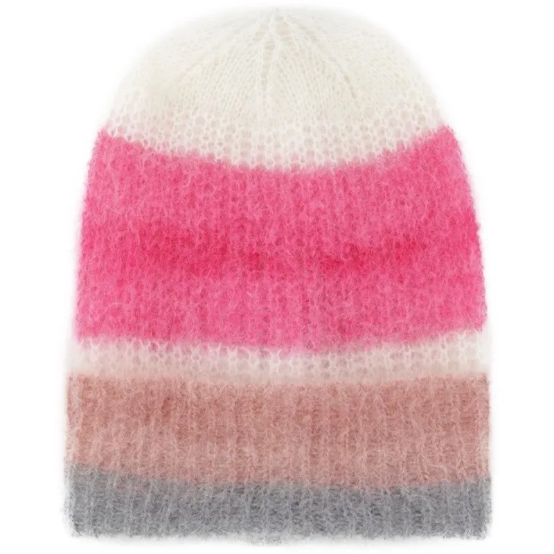 Mila Mohair Beanie - Multi Striped Pink sold by American Dream