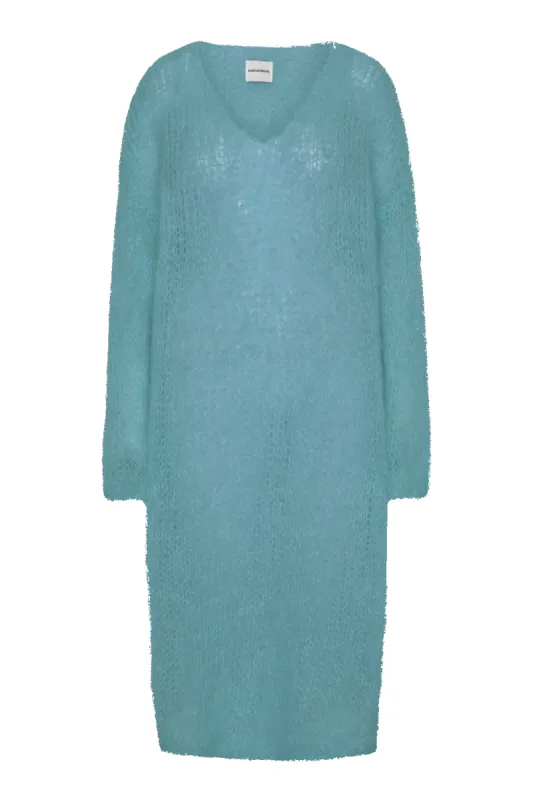 Camilla V Neck Mohair Dress Turquoise made by Americandreams