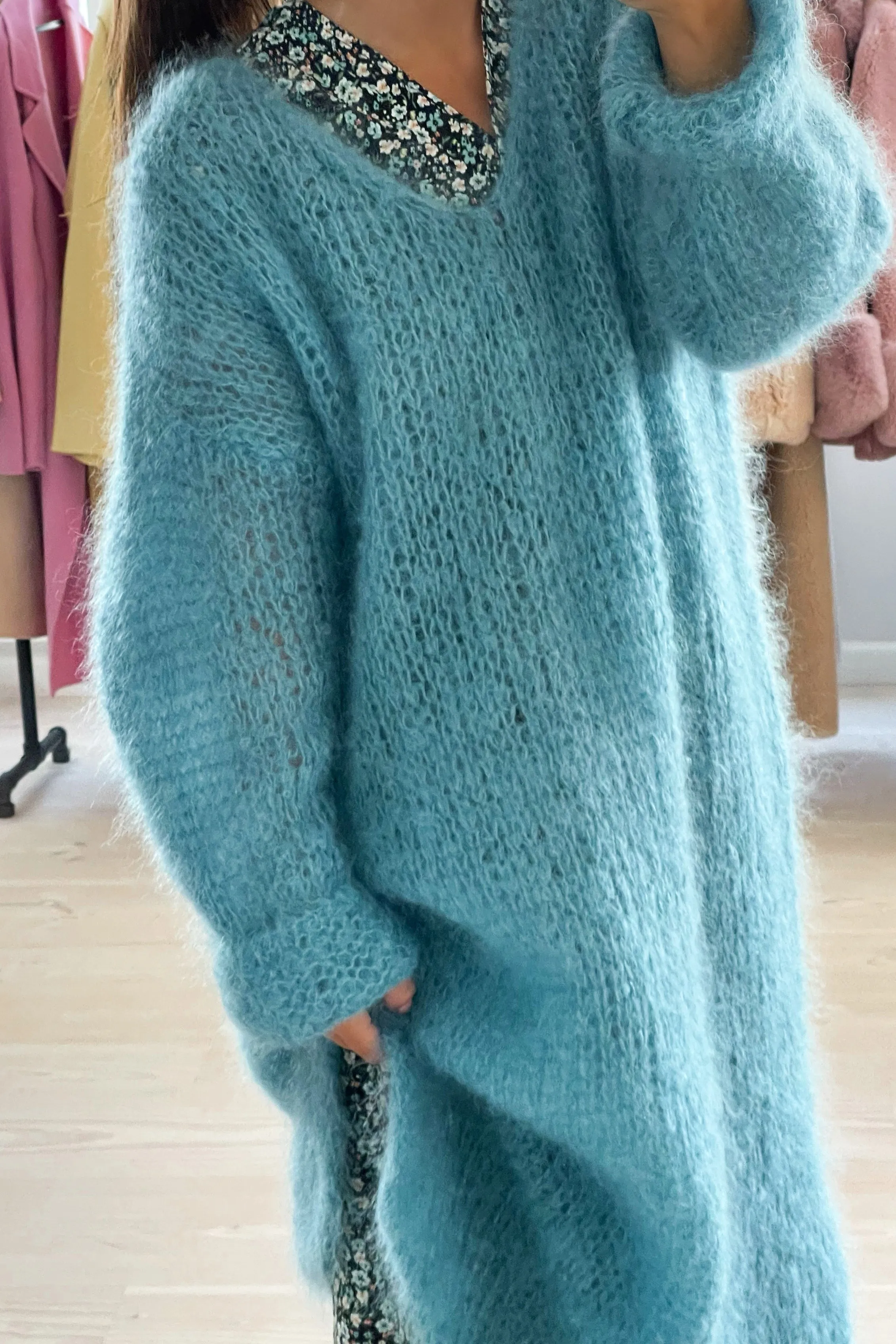 Camilla V Neck Mohair Dress Turquoise sold by American Dream product image thumbnail 2