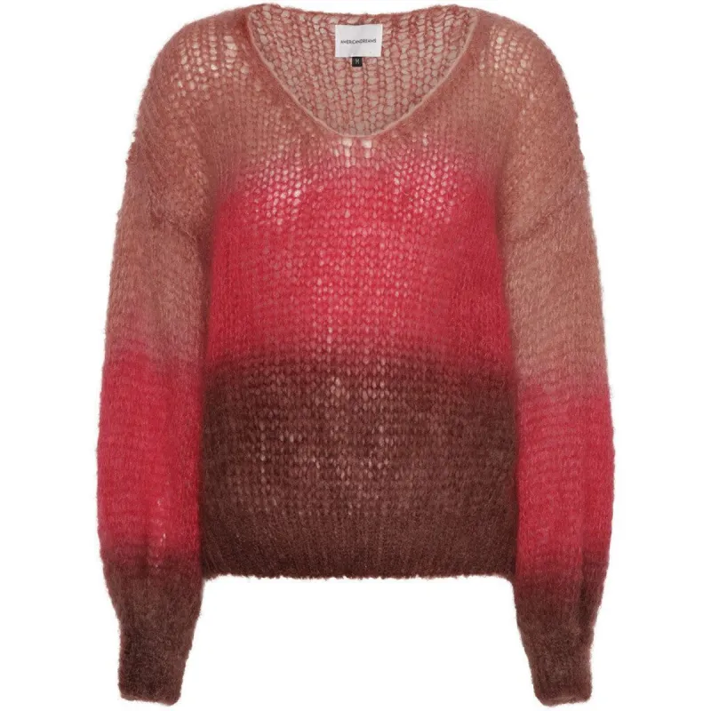 Milana LS Mohair Knit Ombre - Red Ombre sold by American Dream