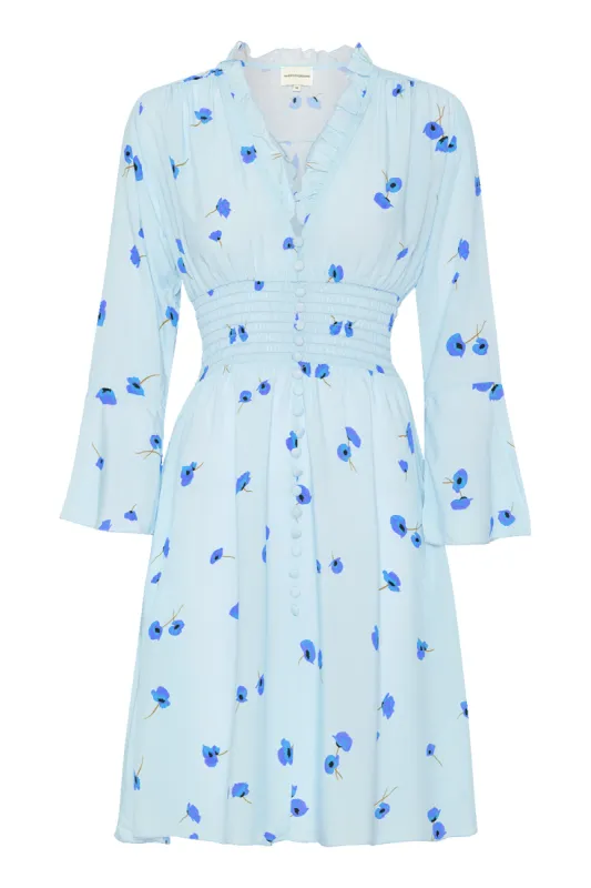 Sally Short Dress Light Blue Flower made by Americandreams