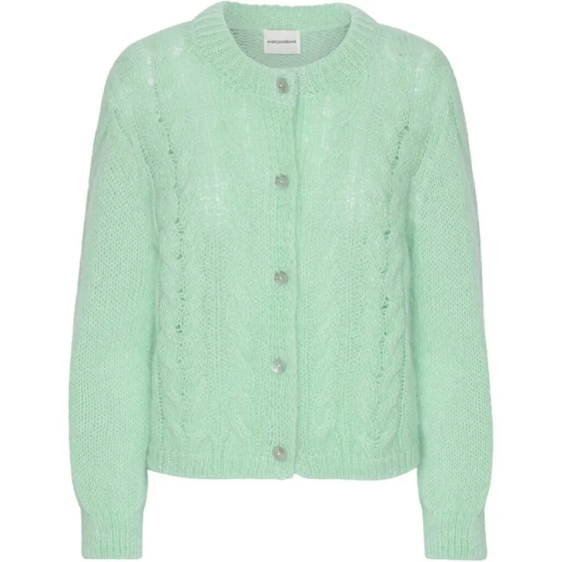 Frankie Cable Knit Cardigan - Mint Green made by Americandreams
