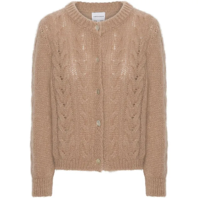 Frankie Cable Knit Cardigan - Medium Brown made by Americandreams