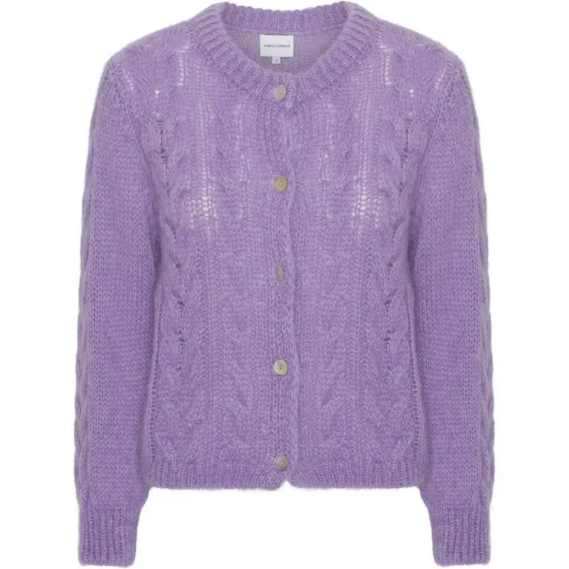 Frankie Cable Knit Cardigan - Lilac made by Americandreams