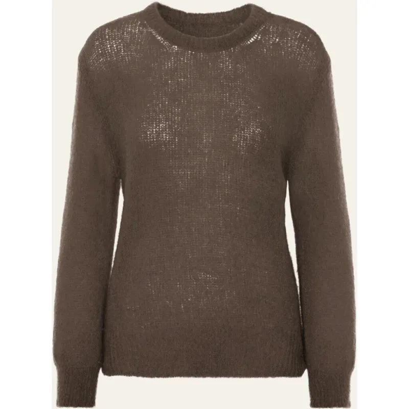 Ulla O Neck Knit Pullover - Dark Brown made by Americandreams