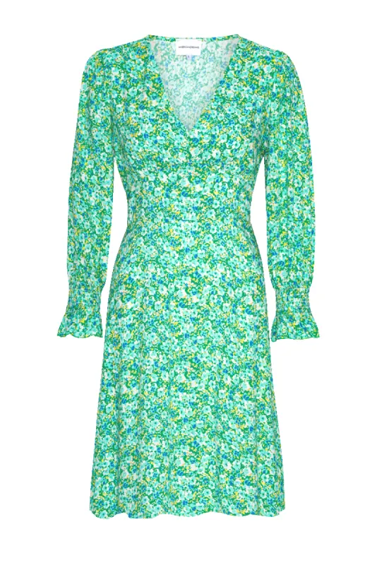 Koko Dress Short Closed Back Emerald Green Summer Flower sold by Americandreams