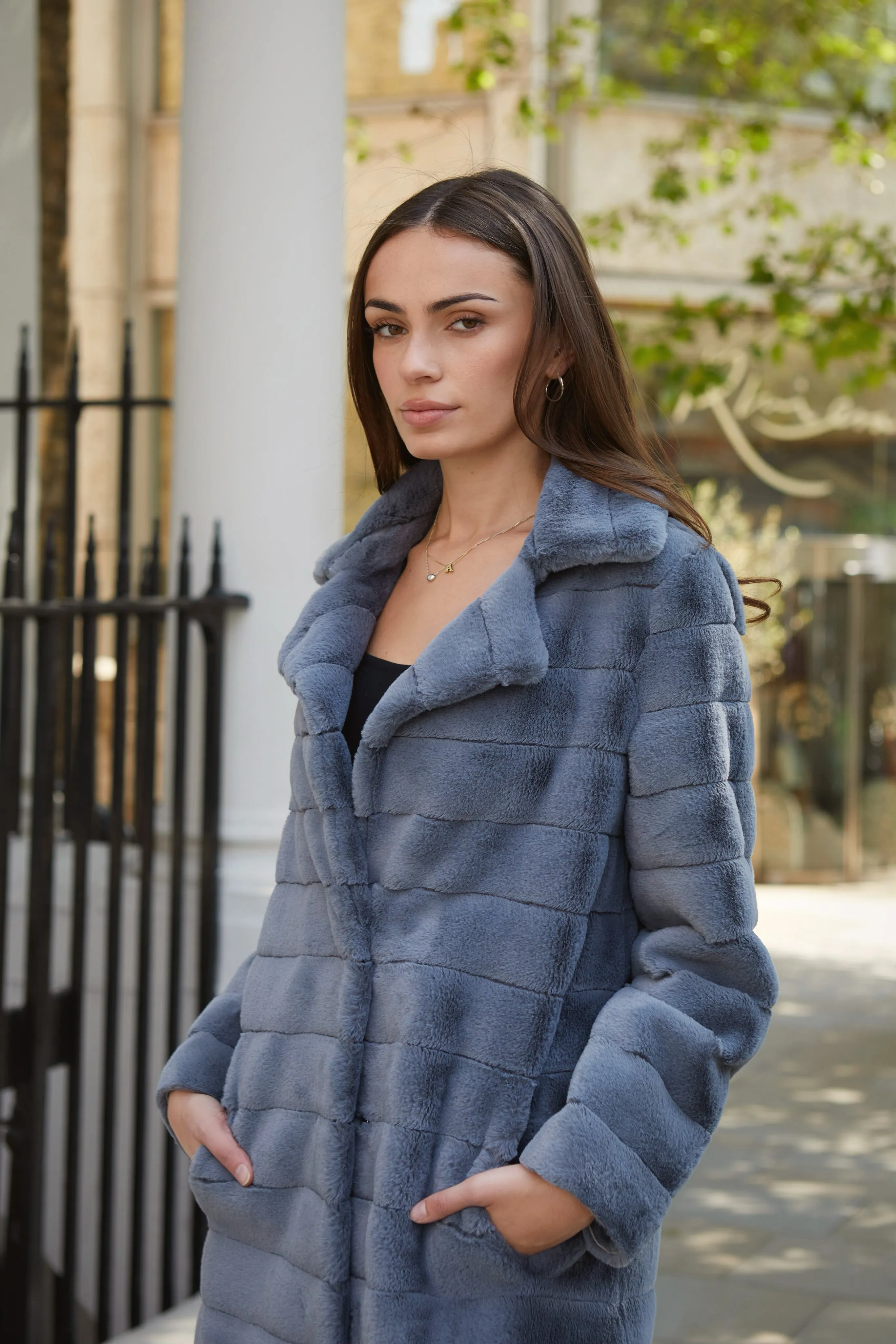 Bailey Faux Fur Coat Long Dark Grey sold by Americandreams product image thumbnail 2