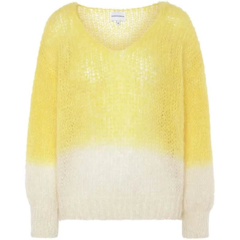 Milana 2-Colored LS Mohair Knit - Yellow/White sold by American Dream