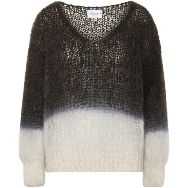 Milana 2-Colored LS Mohair Knit - Black/White sold by American Dream
