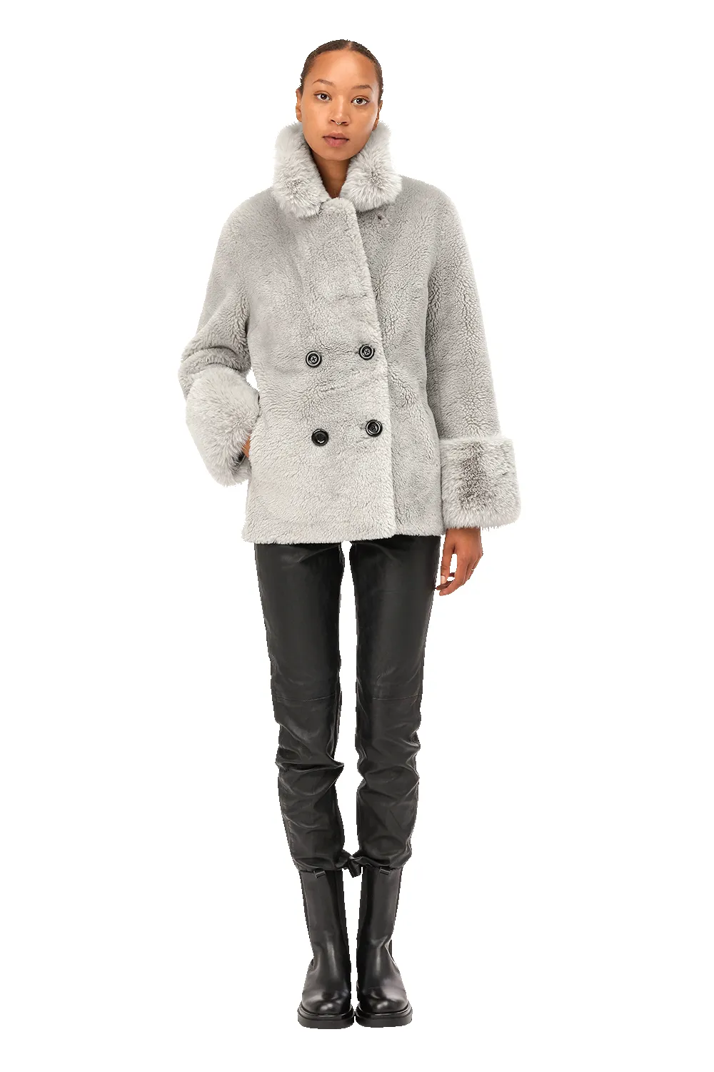 Fiona Short Wool Coat Light Grey sold by Americandreams product image thumbnail 3