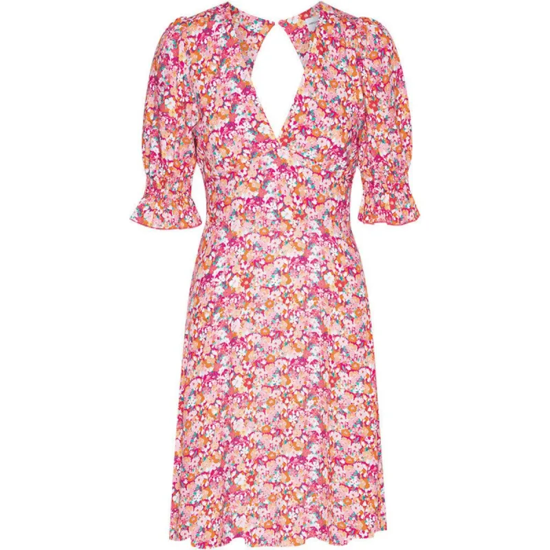 Koko Dress Short Open Back Short Sleeves - Red Flower sold by American Dream