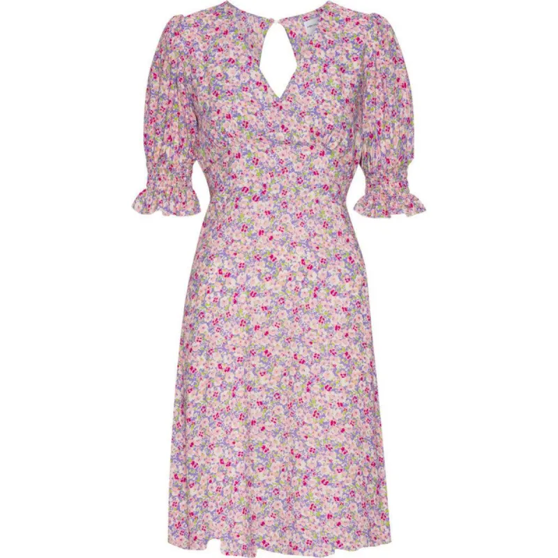 Koko Dress Short Open Back Short Sleeves - Purple Summer Flower sold by American Dream