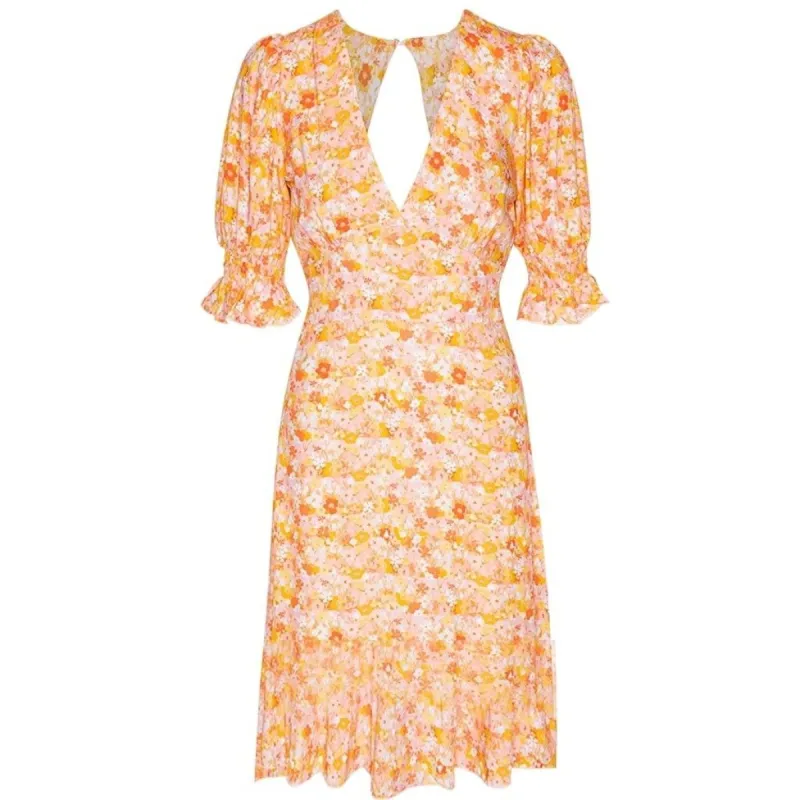 Koko Dress Short Open Back Short Sleeves - Peach Flower sold by American Dream