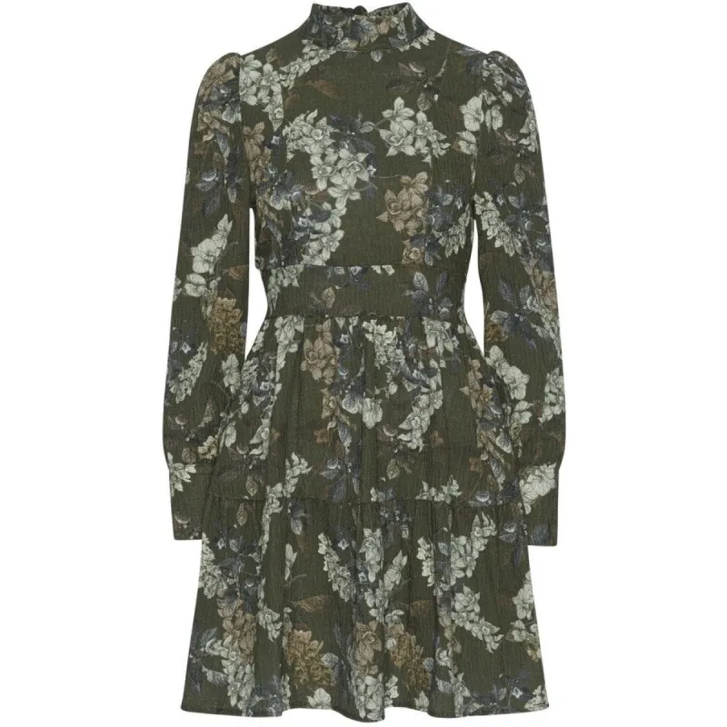 Laila Cotton Bow Dress - Army Green Big Flower made by Americandreams