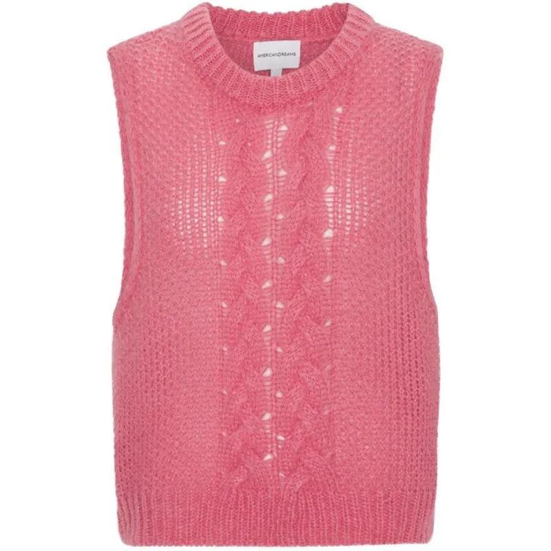Angie Cable Knit Vest - Pink sold by American Dream