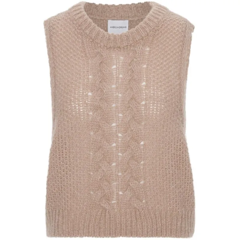 Angie Cable Knit Vest - Medium Brown sold by American Dream