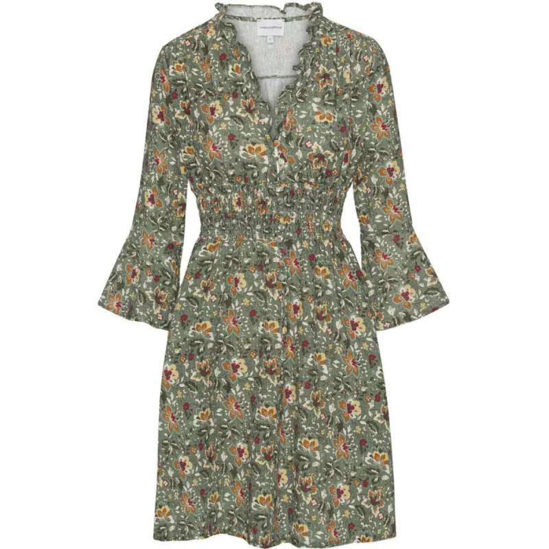 Sally Cotton Short Dress - Green Multi Small Flower sold by American Dream
