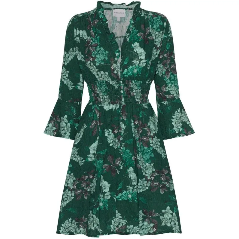 Sally Cotton Short Dress - Green Big Flower sold by American Dream