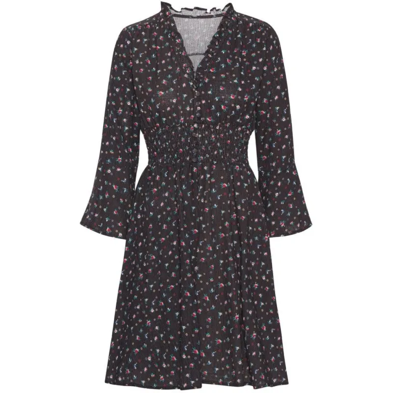 Sally Cotton Short Dress - Black w/ Mixed Flower sold by American Dream