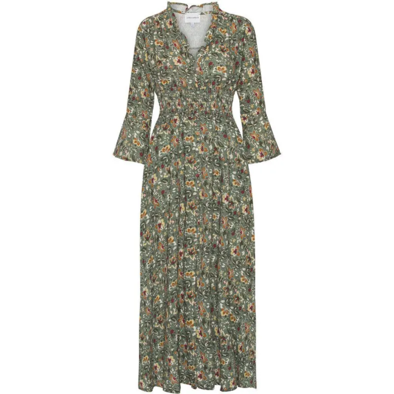 Sally Cotton Long Dress - Green Multi Small Flower sold by American Dream