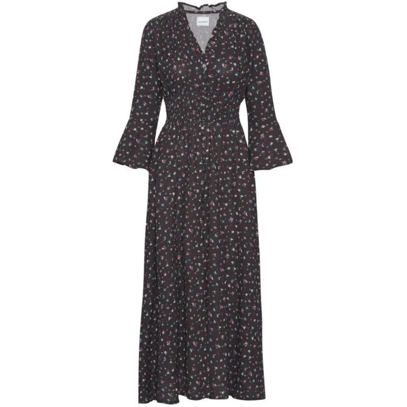Sally Cotton Long Dress - Black w/ Mixed Flower sold by American Dream