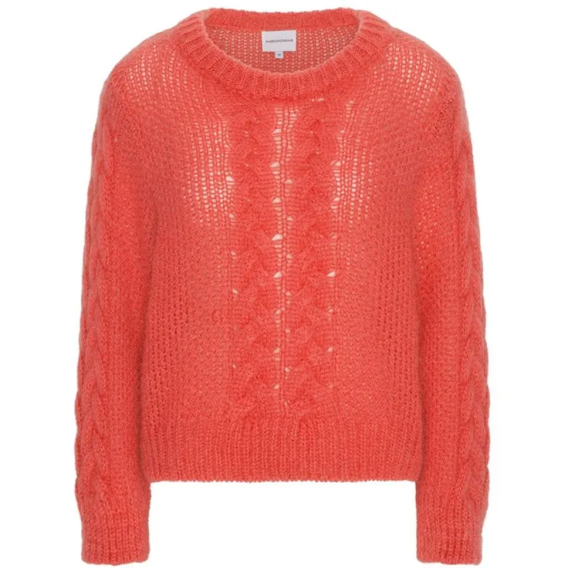 Louisa Cable Knit Pullover - Coral Red sold by American Dream