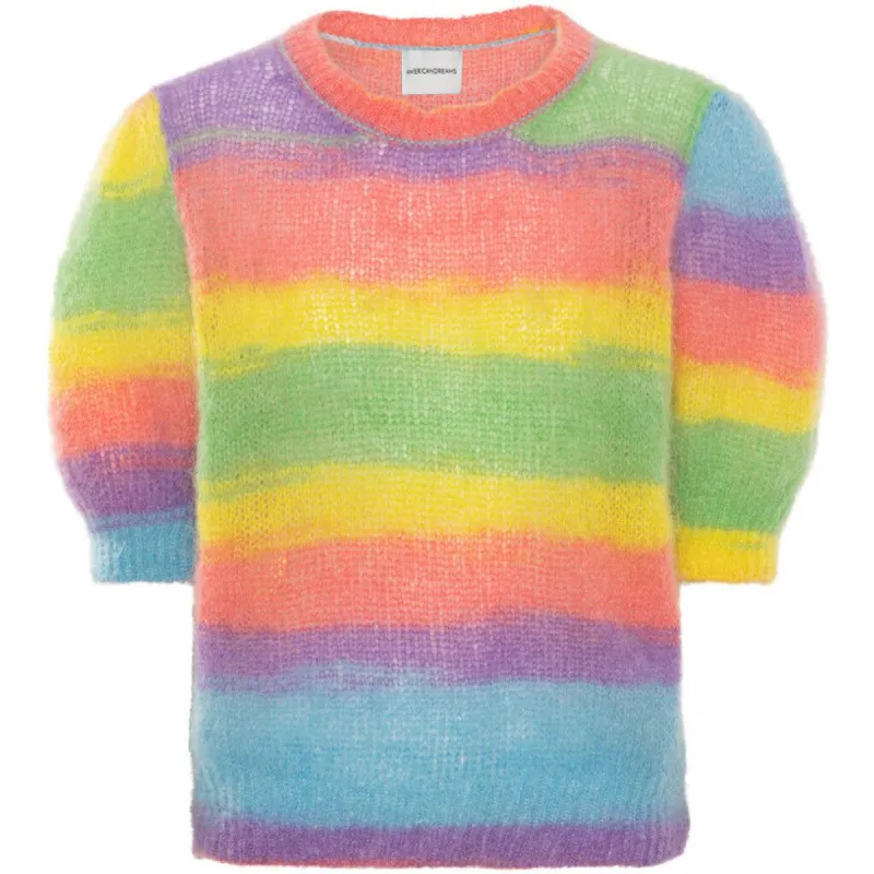 Kenza Short Sleeve Knit Pullover - Rainbow made by Americandreams