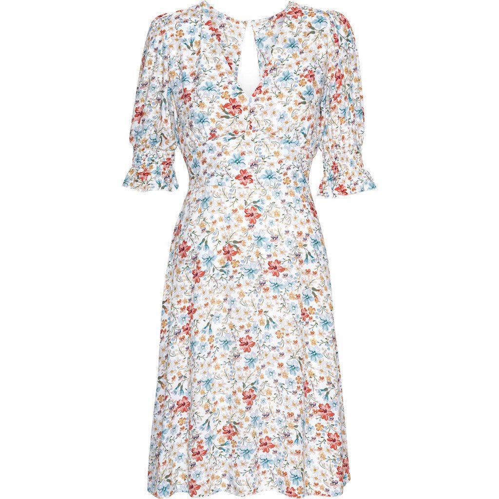 Koko Dress Short Open Back Short Sleeves - White Summer Flower sold by American Dream